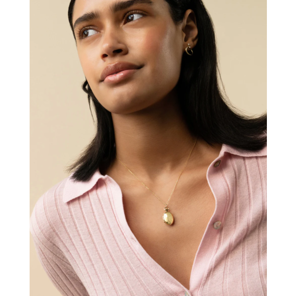 MONICA RICH KOSANN 18kt Yellow Gold Petite "Anna" Locket Necklace