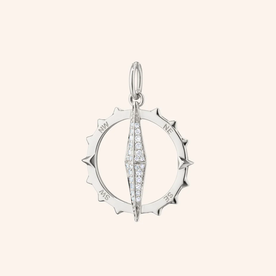 MONICA RICH KOSANN Large "Points North" Compass with Pavé White Sapphires in Sterling Silver