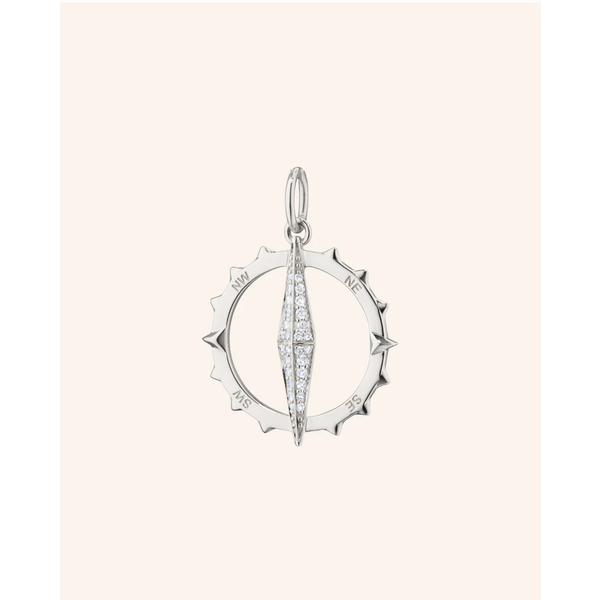 MONICA RICH KOSANN Large "Points North" Compass with Pavé White Sapphires in Sterling Silver