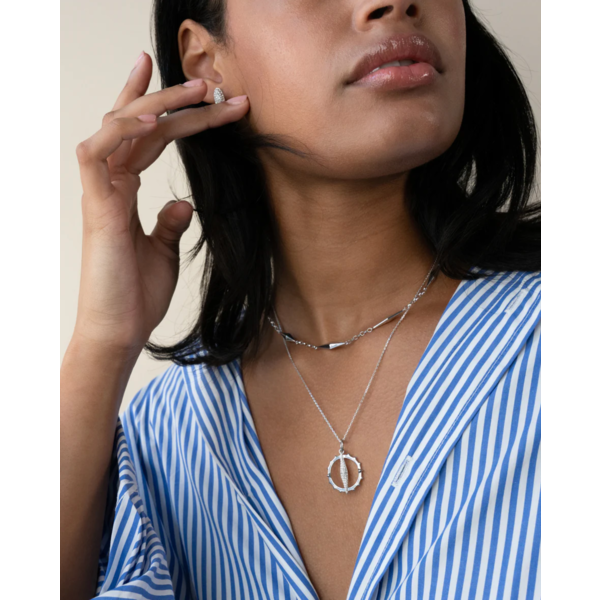 MONICA RICH KOSANN Large "Points North" Compass with Pavé White Sapphires in Sterling Silver
