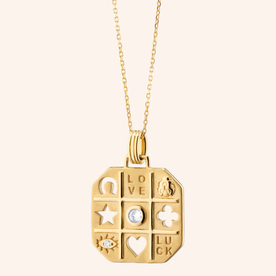 MONICA RICH KOSANN "Tokens of Luck" Medallion with Center Diamond in 18K Yellow Gold