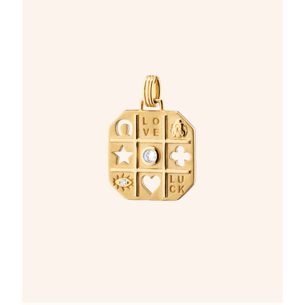 MONICA RICH KOSANN "Tokens of Luck" Medallion with Center Diamond in 18K Yellow Gold
