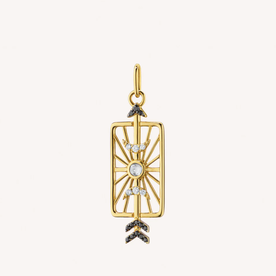 MONICA RICH KOSANN "Shoot for the Moon" Medallion with Black and White Diamonds in 18K Yellow Gold