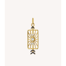 MONICA RICH KOSANN "Shoot for the Moon" Medallion with Black and White Diamonds in 18K Yellow Gold