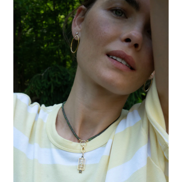 MONICA RICH KOSANN "Shoot for the Moon" Medallion with Black and White Diamonds in 18K Yellow Gold