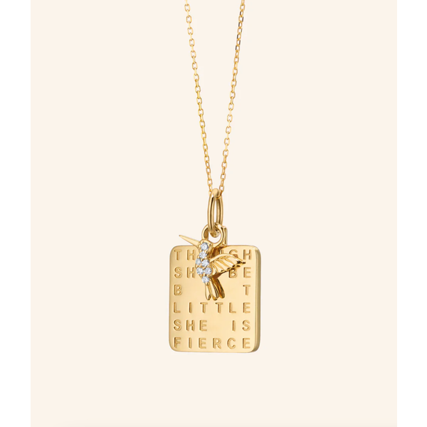 MONICA RICH KOSANN "She is Fierce" Medallion with Diamond in 18K Yellow Gold