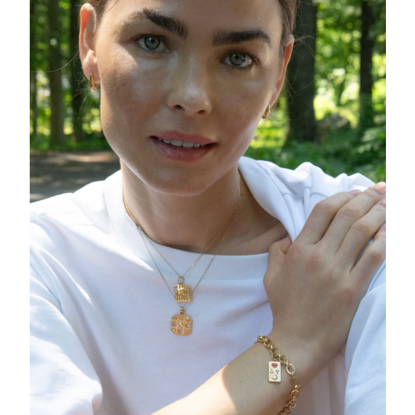 MONICA RICH KOSANN "She is Fierce" Medallion with Diamond in 18K Yellow Gold