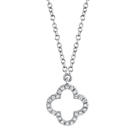 SHY CREATION INC 14kt White Gold .08 Diamond Clover Necklace