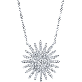 SHY CREATION INC 14kt White Gold .43 Diamond Starburst Necklace