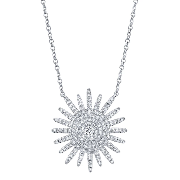 SHY CREATION INC 14kt White Gold .43 Diamond Starburst Necklace