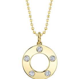SHY CREATION INC 14kt Yellow Gold .24 Diamond Circle Ball Chain Neck
