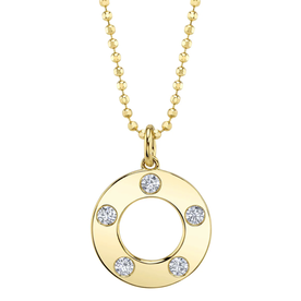 SHY CREATION INC 14kt Yellow Gold .24 Diamond Circle Ball Chain Neck