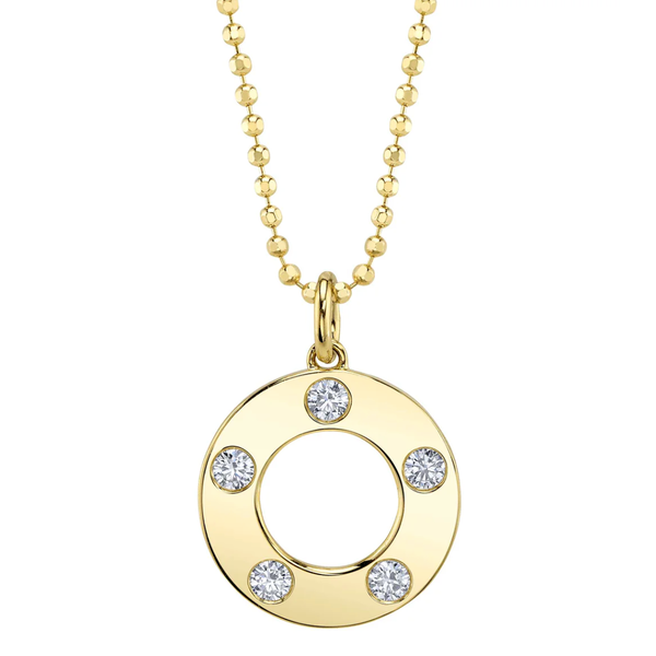 SHY CREATION INC 14kt Yellow Gold .24 Diamond Circle Ball Chain Neck