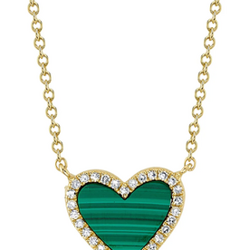 SHY CREATION INC 14kt Yellow Gold .09 Diamond .81 Malachite Heart Necklace
