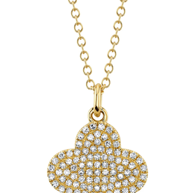SHY CREATION INC 14kt Yellow Gold .23 Diamond Pave Clover Necklace