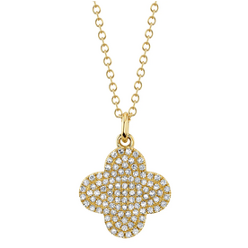 SHY CREATION INC 14kt Yellow Gold .23 Diamond Pave Clover Necklace