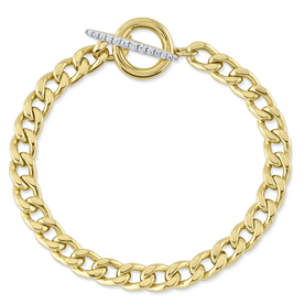 SHY CREATION INC 14kt Yellow Gold .17 Diamond Link Bracelet