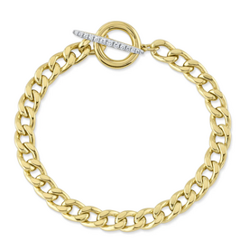SHY CREATION INC 14kt Yellow Gold .17 Diamond Link Bracelet