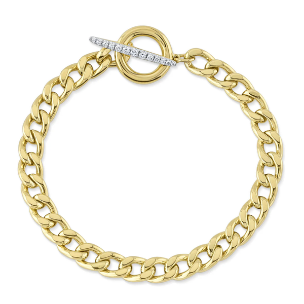 SHY CREATION INC 14kt Yellow Gold .17 Diamond Link Bracelet