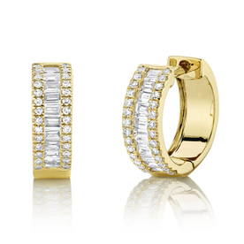 SHY CREATION INC 14kt Yellow Gold .49 Diamond Baguette Huggies