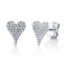 SHY CREATION INC 14kt White Gold .14 Diamond Pave Heart Studs