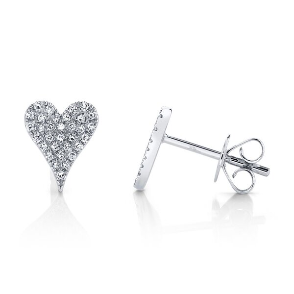 SHY CREATION INC 14kt White Gold .14 Diamond Pave Heart Studs