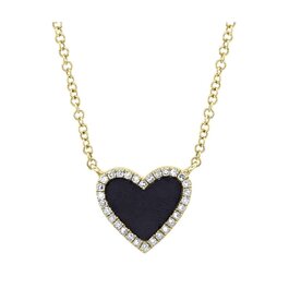 SHY CREATION INC 14kt Yellow Gold .09 Diamond .59 Onyx Heart Necklace