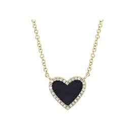 SHY CREATION INC 14kt Yellow Gold .09 Diamond .59 Onyx Heart Necklace
