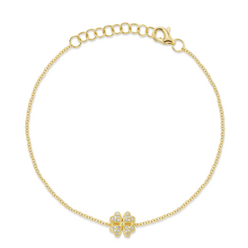 SHY CREATION INC 14kt Yellow Gold .05 Diamond Clover Bracelet