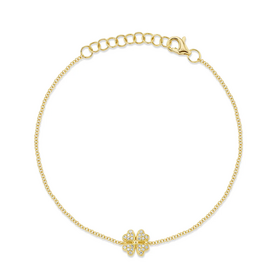 SHY CREATION INC 14kt Yellow Gold .05 Diamond Clover Bracelet