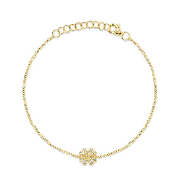 SHY CREATION INC 14kt Yellow Gold .05 Diamond Clover Bracelet