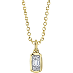 SHY CREATION INC 14kt Yellow Gold .07 Diamond Baguette Necklace