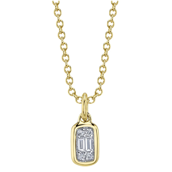 SHY CREATION INC 14kt Yellow Gold .07 Diamond Baguette Necklace