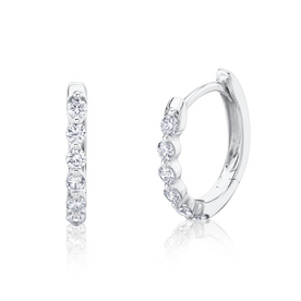 SHY CREATION INC 14kt White Gold .26 Diamond Oval Huggies