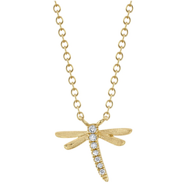 SHY CREATION INC 14kt Yellow Gold .03 Diamond Dragonfly Necklace