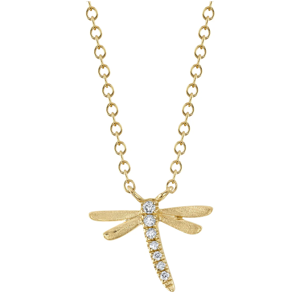 SHY CREATION INC 14kt Yellow Gold .03 Diamond Dragonfly Necklace