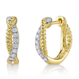SHY CREATION INC 14kt Yellow Gold .21 Diamond Twisted Hoops