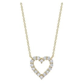 SHY CREATION INC 14kt Yellow Gold .43 Diamond Open Heart Necklace