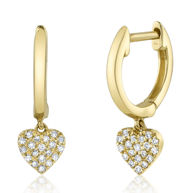 SHY CREATION INC 14kt Yellow Gold .09 Diamond Pave Heart Huggies