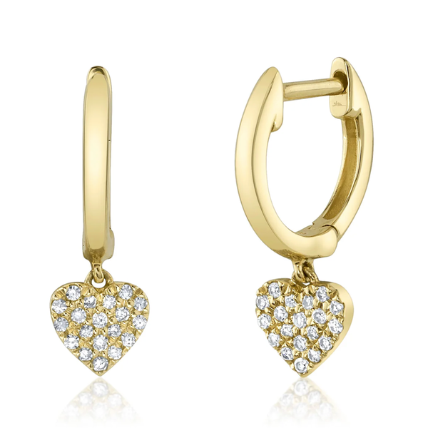 SHY CREATION INC 14kt Yellow Gold .09 Diamond Pave Heart Huggies