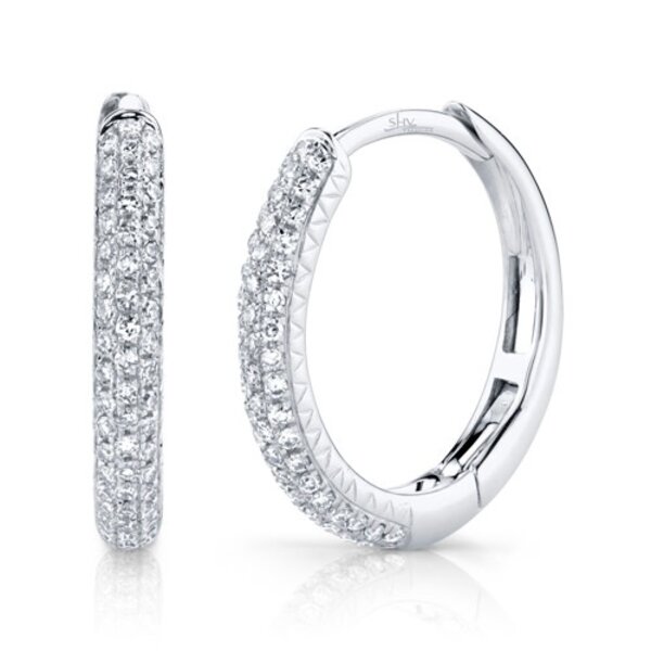 SHY CREATION INC 14kt white Gold .21 Diamond Pave Hoops
