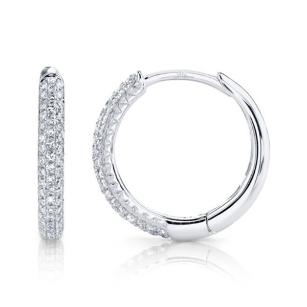 SHY CREATION INC 14kt white Gold .21 Diamond Pave Hoops