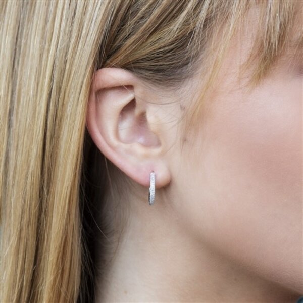 SHY CREATION INC 14kt white Gold .21 Diamond Pave Hoops