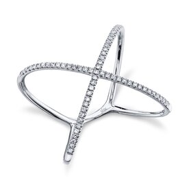 SHY CREATION INC 14kt White Gold .18 Diamond X Ring