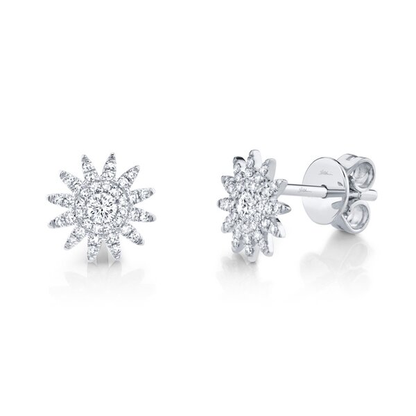 SHY CREATION INC 14kt White Gold .24 Diamond Starburst Studs