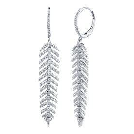 SHY CREATION INC 14kt White Gold .60 Diamond Feather Earrings