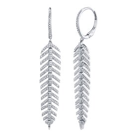 SHY CREATION INC 14kt White Gold .60 Diamond Feather Earrings