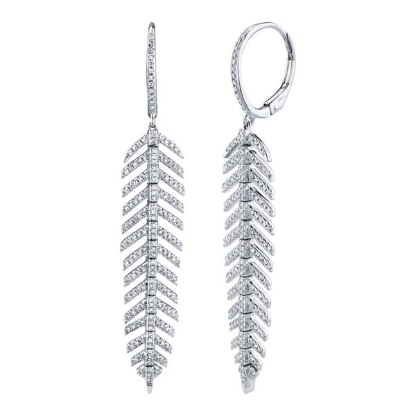 SHY CREATION INC 14kt White Gold .60 Diamond Feather Earrings