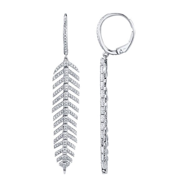 SHY CREATION INC 14kt White Gold .60 Diamond Feather Earrings