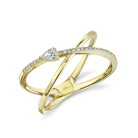 SHY CREATION INC 14kt Yellow Gold .15 Diamond Pear X Ring